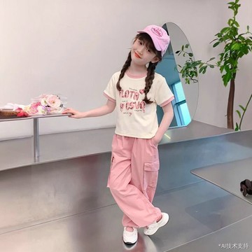 ❤️AL❤️ 女童套裝 兒童短袖套裝 中大童套裝 女童夏裝套裝2026新款網紅洋氣時髦小女孩休閒兒童夏季短袖兩件套