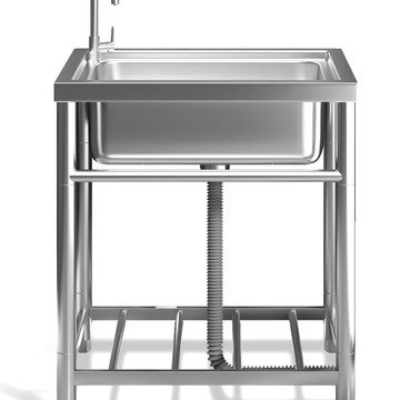 家用商用廚房洗菜盆不銹鋼水槽帶支架一體洗碗池水池洗手盆大單槽[DD160109]