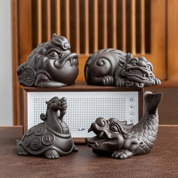 晨翔紫砂茶寵擺件可養茶具茶桌茶臺手工金蟾貔貅茶道精品茶玩寵物
