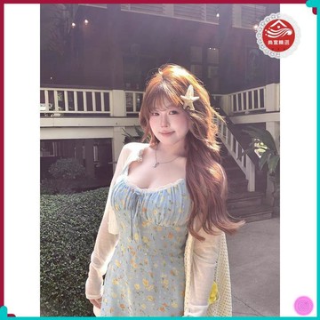 🎀新款上市🎀大碼女裝碎花連衣裙女夏季甜美氣質修身顯瘦吊帶裙子防曬開衫套裝
