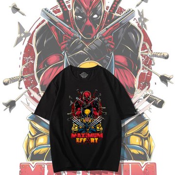 漫威死侍3短袖電影周邊金剛狼聯名T恤男夏季半袖deadpool T-SHIRT