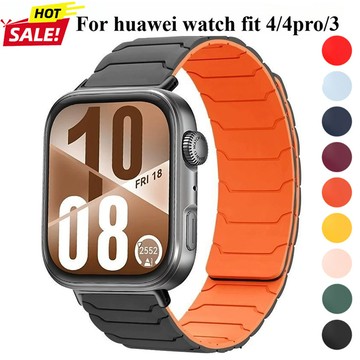 適用於華為手錶 Fit4 Fit3 Band Correa 配件的快速貼合矽膠錶帶適用於華為手錶 Fit3 錶帶運動磁性