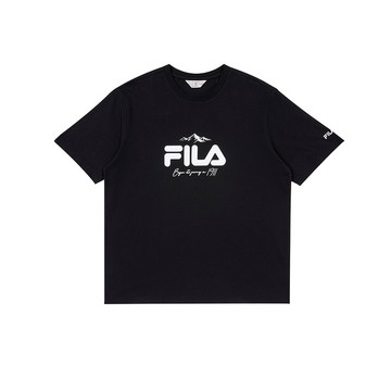 FILA 中性短袖圓領T恤-黑色 1TEA-1453-BK
