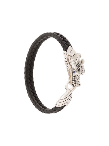 John Hardy - Legends Naga sapphire leather bracelet - men - Leather/Sterling Silver/Blue Sapphire - M - Black