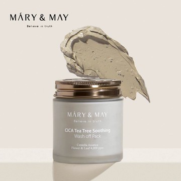 Mary&May 積雪草茶樹清潔泥膜：純素 VEGAN 泥膜，敷臉、按摩一次到位，深層清潔帶走頑垢髒汙！舒緩肌膚不留乾澀！淨白美肌