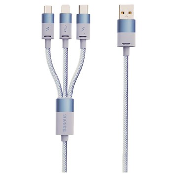 Baseus 倍思 星速系列 快充數據線 (M+L+T)(3.5A) 適用 iPhone15  1.2m  天藍色  1條