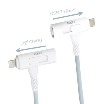 REAICE 台灣製T型極上多合一超軟充電線 Type-C to Type-C/Lightning 2m(iPhone18/安卓/蘋果適用)
