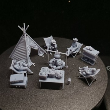 【台灣出貨】✨免運 微縮模型 微縮兵人 1/64微縮小人 戶外露營郊遊 場景道具 小比例車模沙盤擺件白模