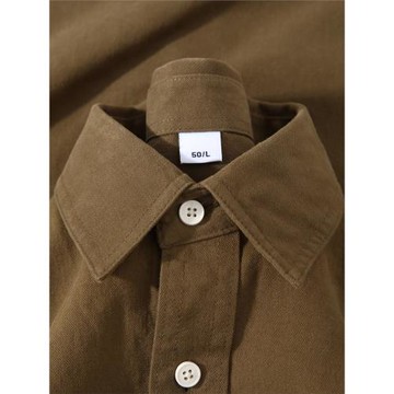 顯白咖啡色~美式復古棕色純棉長袖襯衫女寬松百搭巧克色襯衣外套