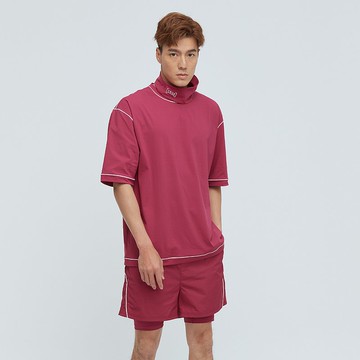 ULTRACOOL-涼感五分袖寬版上衣(中性) - 覆盆子深粉