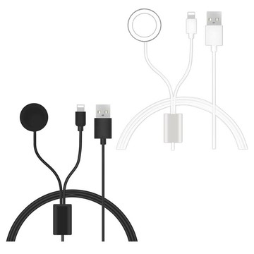 1接2蘋果手錶磁吸無線充+Lightning線 5V2A充電 3W手錶無線充 耐磨材質