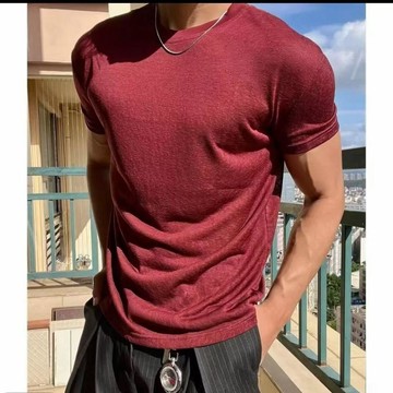 【二十三歲】臺灣出貨夏季萊賽爾親膚短袖輕薄透氣速幹型男修身運動健身性感收袖口T恤