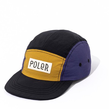 日本限定 POLER 5P NYLON FLOPPY RIP CAP 尼龍五片帽 拚接黑.紫