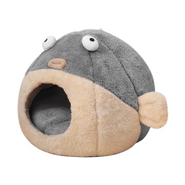 半封閉貓窩 貓窩貓屋冬季保暖貓咪用品狗窩四季通用保暖加厚河豚窩封閉式貓房【MJ7370】
