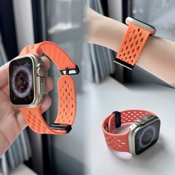 透氣運動錶帶 撞色 磁吸扣錶帶 適用 Apple Watch 11 10 9 8 7 6 SE 錶帶 46mm 49MM