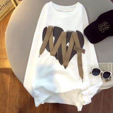 胖mm300斤大碼設計感飄帶套頭衛衣女秋季寬松慵懶風百搭上衣外套