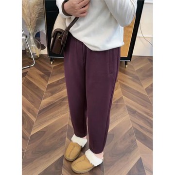 歐貨小個子加絨加厚哈倫衛褲女冬季高腰顯瘦休閑九分奶奶蘿卜褲子