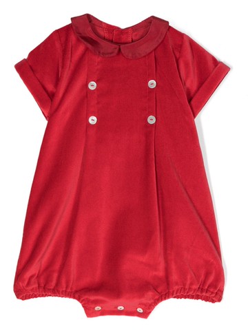 Mariella Ferrari - rounded-collar velvet shorties - kids - Cotton - 3 mth - Red