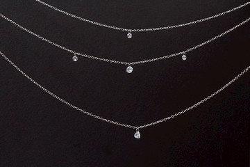 裸鑽系列  純銀手工鎖骨鍊 蘇聯鑽石項鍊 四款/金銀兩色