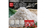 カネ成の初釜しらす(R) しらす干し900g 300g×3パック 小分け 減塩 無添加 無着色 冷凍