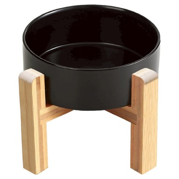 加高木架陶瓷碗 大 15.5cm  黑色  1組