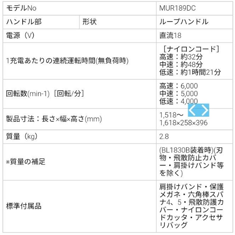 売り込み マキタ makita 18V充電式草刈機 MUR189DZC ナイロンコードタイプ 18V