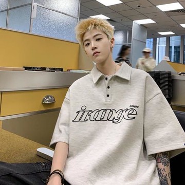 翻領t恤男夏季重磅短袖polo衫ins港風潮流寬松半截袖體恤帶領上衣