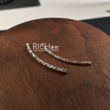 【Rich手作】925純銀銀管 車花 車花彎管 彎管 純銀 各種長短 手作材料 水晶配件 串珠 現貨 菱形 閃亮