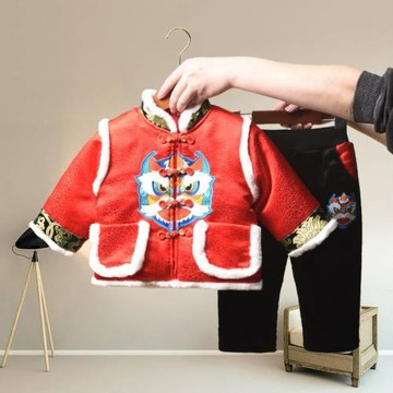 唐裝男童漢服套裝中國風嬰幼兒童新年周歲禮服加厚寶寶拜年服冬裝