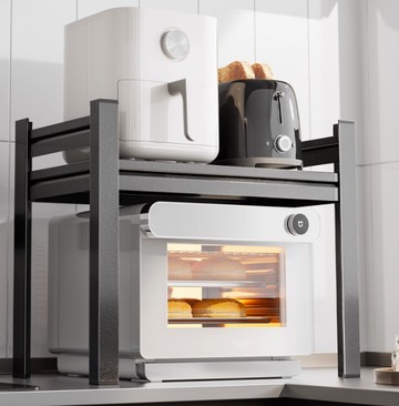 日系廚房浴室抽屜式收納架 抽屜式收納置物架 加粗 加厚 雙面圍欄 油鹽醬醋收納架 不銹鋼管 雙層 可放置 微波爐 電飯煲