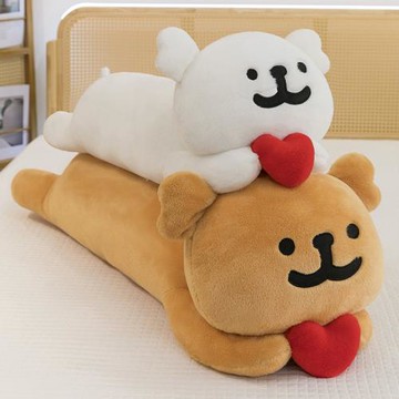 抱心趴狗毛絨玩具線條狗長條抱枕可愛抱心狗狗公仔大號玩偶靠枕