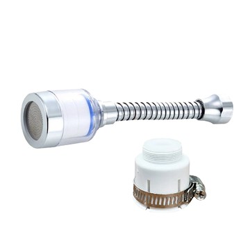 水龍頭過濾器 ABS材質 多向可調 安裝簡單  補充濾心 直徑3 x 3.5cm + 短款過濾器 直徑4 x 8cm + 軟管過濾器 直徑4 x 17cm + 萬用轉接頭 直徑3 x 3.5cm  2組