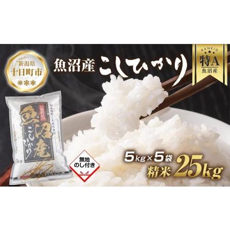 ふるさと納税  魚沼産 コシヒカリ 5kg ×5袋 計25kg お米 こしひかり 新潟 （お米の美味しい炊き方ガイド付き） 新潟県十日町市