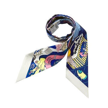 【Hermes 愛馬仕】 H063806S 06 經典繽紛印花Splash Park Twilly絲巾/領巾(印花圖騰)
