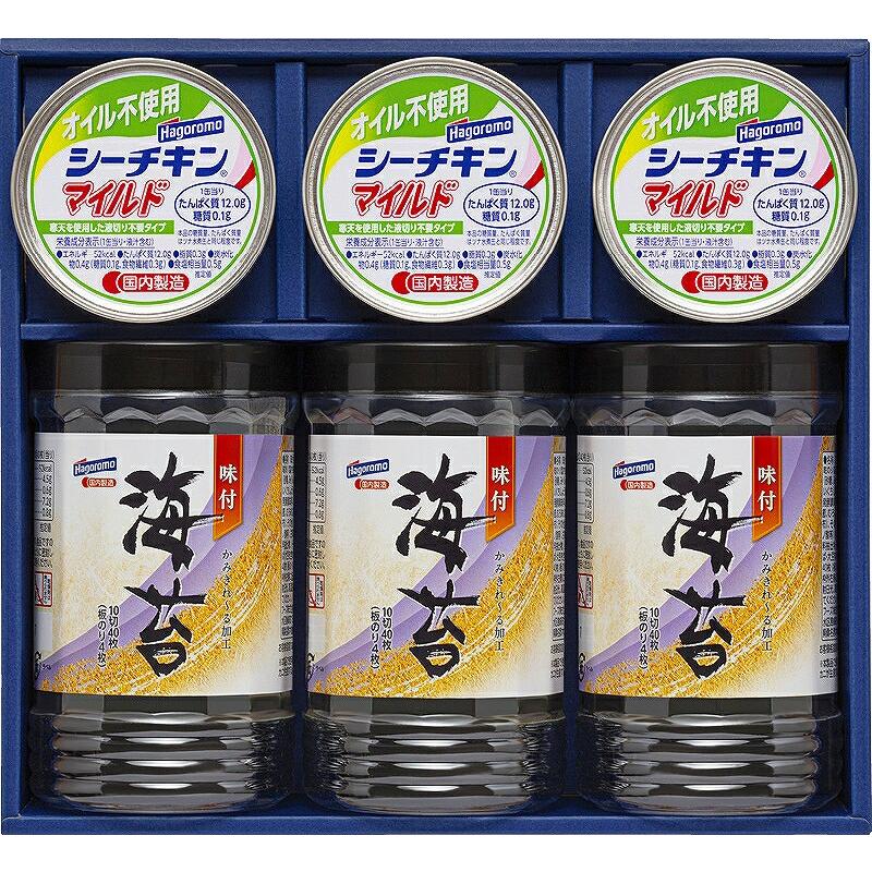 冬の贈り物お歳暮　海奏紀行 はごろもフーズ 味付海苔（かみきれ?る加工）（10切40枚）・オイル不使用シーチキンマイルド（70g）×各3