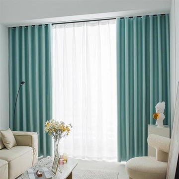 【嵐楓居家】黑貝尼布拉格防曬降溫加厚全遮光打孔式窗簾/130*170CM（打孔遮光窗簾/拉簾/門簾/風水簾）-打孔式荳蔻綠_廠商直送