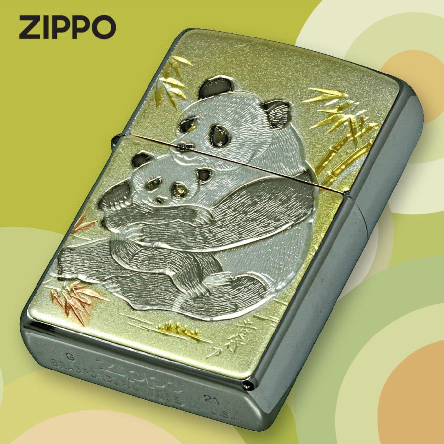 ZIPPO 電鋳板 親子パンダ