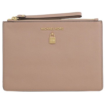 MICHAEL KORS ADELE 鎖頭荔枝皮革大手拿包.丁香粉