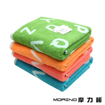 【MORINO】美國棉趣味字母緹花浴巾