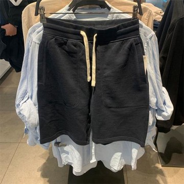 夏季新款男士休閑簡約時尚舒適青年百搭寬松純色抽繩運動短褲韓版