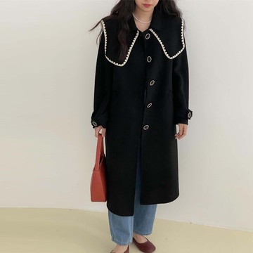 現貨+預購 毛呢外套羊毛大衣-雙面羊絨海軍領長款女外套74be36【獨家進口】【米蘭精品】