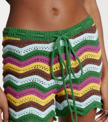 Bananhot Kim striped crochet cotton-blend shorts