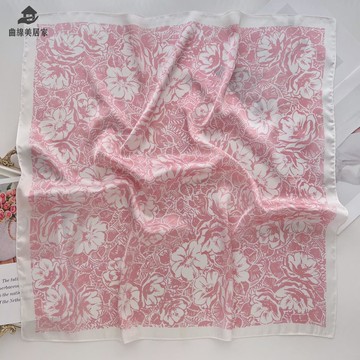 免運 春夏女仿真絲 絲巾洋氣時尚方巾 外搭 披肩裝飾職業襯衫綁發領巾qxm8012