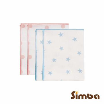 小獅王辛巴Simba 極柔感印花紗布澡巾(2入)(好自藍/點粉粉)★衛立兒生活館★