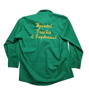 1970s 美國製 Union made 綠色鎖鍊繡箭領工作襯衫