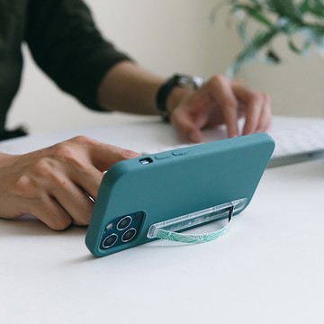 SleekGrip輕量款手機支架握帶/指環(可換握帶)北歐綠葉x透明框