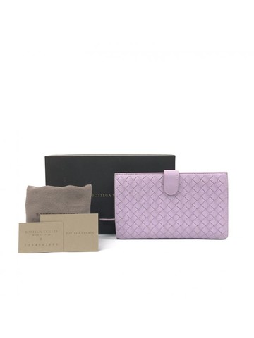 bottega veneta 紫色 編織短夾錢包