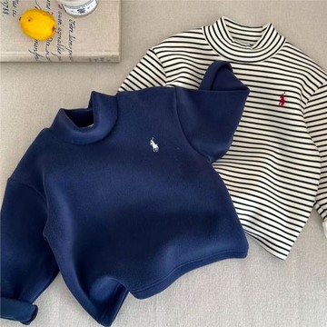 兒童打底衫秋冬季男童半高領加絨T恤寶寶加厚保暖內搭中大童長袖