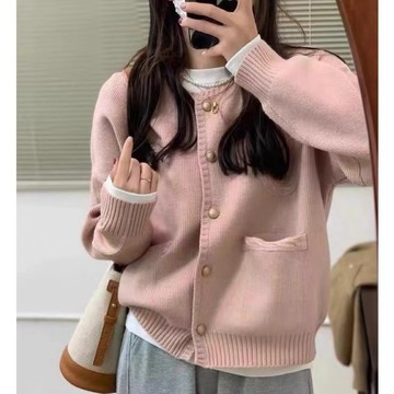針織韓版寬鬆開衫設計感韓風毛衣女溫柔系新款慵懶風外套