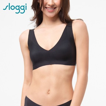 sloggi  NEW ZERO FEEL SOFT BRA 全新零感系列後扣式V領內衣 純粹黑｜88-351 04